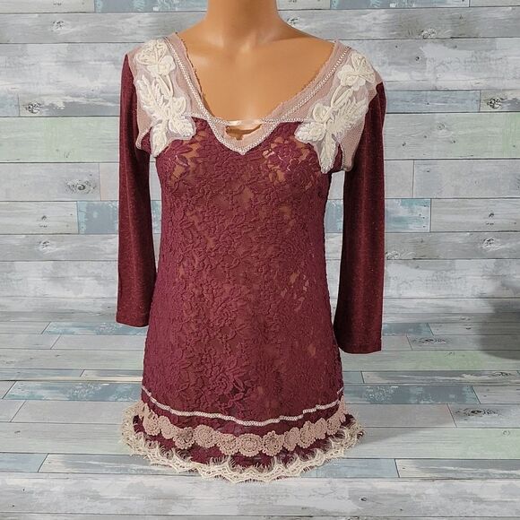 Gimmicks by BKE Lace Shirt/Top sz Small - Picture 1 of 5